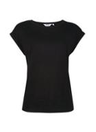 Dorothy Perkins Petite Black Roll Sleeve T-shirt
