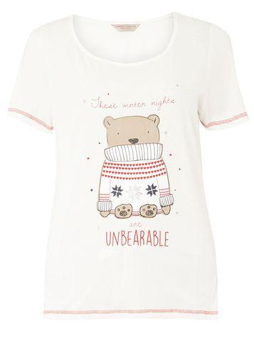 Dorothy Perkins Cream Bear Pj Top