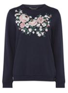 Dorothy Perkins Navy Embroidered Sweat Top