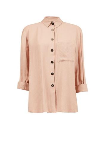Dorothy Perkins Camel Linen Gold Button Shirt