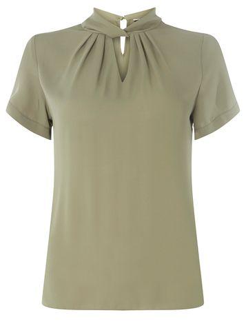 Dorothy Perkins Khaki Twist Neck Top
