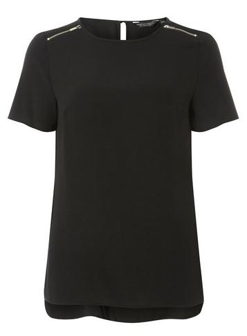 Dorothy Perkins Black Zip Tee