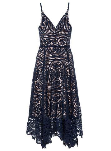 Dorothy Perkins *quiz Navy Crochet V-neck Skater Dress
