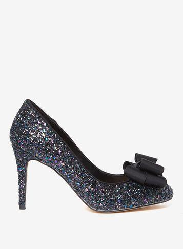 Dorothy Perkins Navy Glitter 'glam' Bow Court Shoes