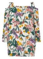 Dorothy Perkins Dp Curve Ivory Frill Sleeve Tie Cold Shoulder Top