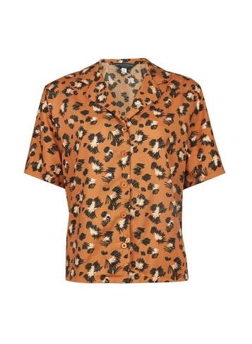 Dorothy Perkins *tall Brown Animal Print Pyjama Style Shirt