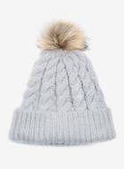 Dorothy Perkins Grey Laguna Faux Fur Pompom Beanie Hat