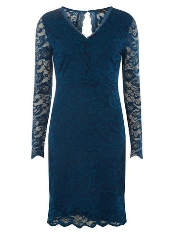 Dorothy Perkins *vero Moda Blue V-neck Lace Bodycon Dress
