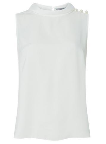 Dorothy Perkins Petite Ivory Pearl Neck Top