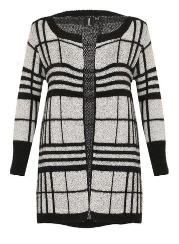 Dorothy Perkins *izabel London Black And Grey Checked Cardigan