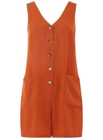 Dorothy Perkins *tall Orange Tortoiseshell Button Playsuit