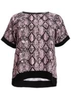 *quiz Curve Pink And Black Snake Print Top