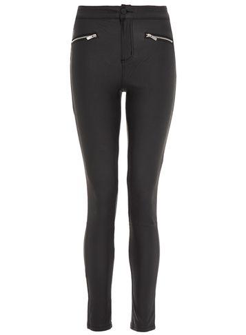 Dorothy Perkins *quiz Black Coat Pu Skinny Jeans