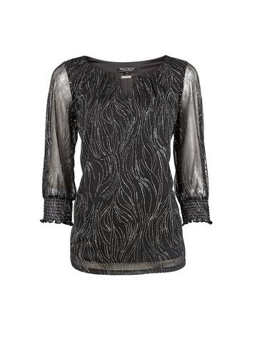 *billie & Blossom Black Wave Trim Blouse