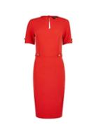 Dorothy Perkins Red Hammered Button Sleeve Bodycon Dress