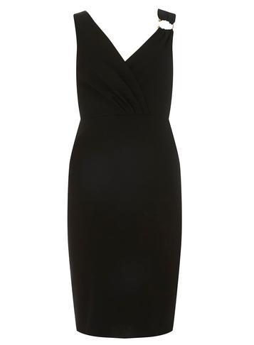 Dorothy Perkins Black Hardware Wrap Bodycon Dress