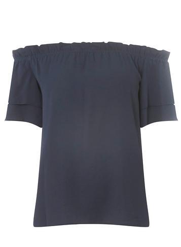 Dorothy Perkins Navy Frill Bardot Top