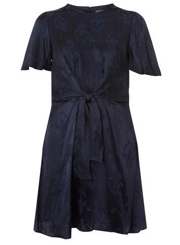 Dorothy Perkins Petite Midnight Blue Knot Front Fit And Flare Dress