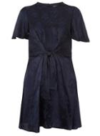 Dorothy Perkins Petite Midnight Blue Knot Front Fit And Flare Dress