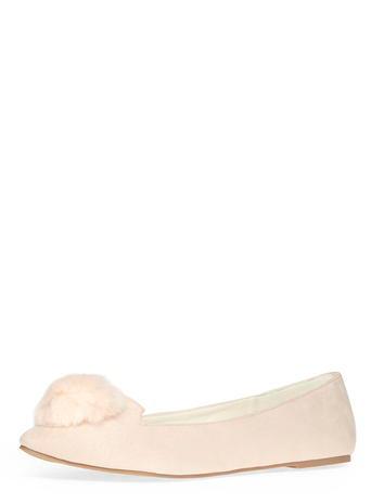 Dorothy Perkins Nude Pompom Slipper Pumps
