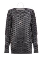 *quiz Grey And Black Knitted Necklace Jumper