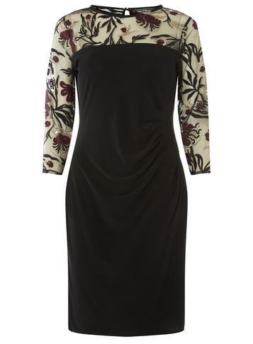 Dorothy Perkins *billie & Blossom Black Embroider Mesh Bodycon Dress