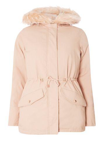 Dorothy Perkins Pink Faux Fur Hooded Parka