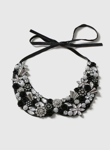 Dorothy Perkins Black Stone Peter Pan Collar Necklace