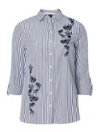 Dorothy Perkins Navy And White Striped Tonal Embroidered Shirt