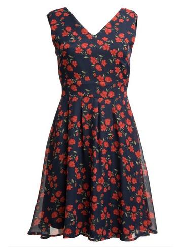 *tenki Navy Floral Print Skater Dress