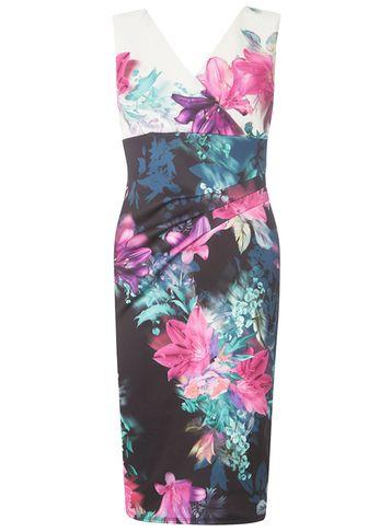 Dorothy Perkins *scarlett B Multi Coloured Megan Wrap Bodycon Dress