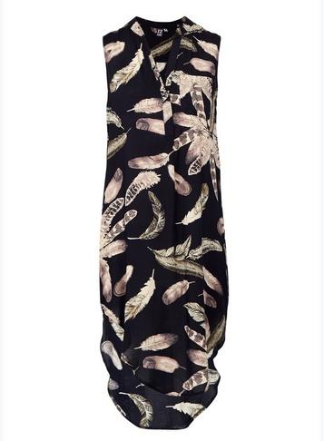 *izabel London Navy Floral Print Asymmetric Midi Dress