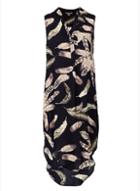 *izabel London Navy Floral Print Asymmetric Midi Dress
