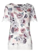 Dorothy Perkins Ivory Floral Lace Hem T-shirt