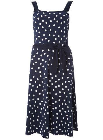 Dorothy Perkins *tall Navy Spotted Ruffle Sundress