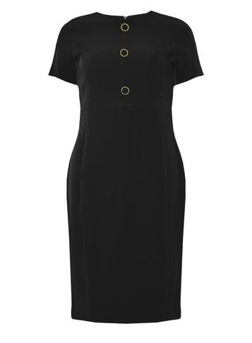 Dorothy Perkins Black Button Front Pencil Dress