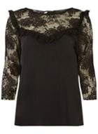 Dorothy Perkins Black Lace Mix Tie Back Top