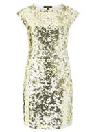 Dorothy Perkins White And Gold Sequin Embellished Shift Dress