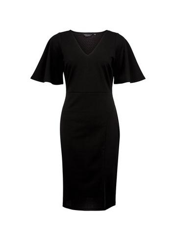 Dorothy Perkins *black Flutter Sleeve Pencil Dress