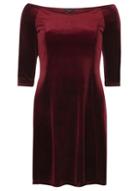 Dorothy Perkins Wine Velour Bardot Dress