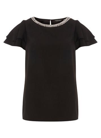 Dorothy Perkins Black Ruffle Embellished Top