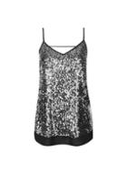 Dorothy Perkins Silver Bar Back Sequin Camisole Top