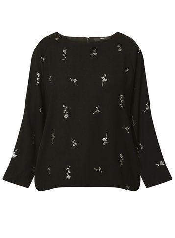Dorothy Perkins *vero Moda Black Silver Floral Print Top