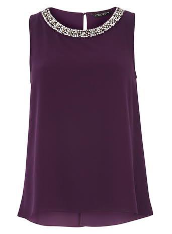 Dorothy Perkins Purple Embellished Neck Top