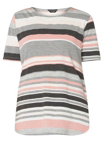 Dorothy Perkins Pink And Grey Stripe Tee