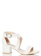 *quiz White Strap Block Heel Sandals