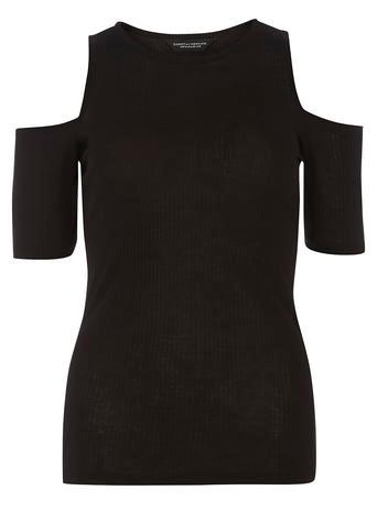 Dorothy Perkins Black Rib Cold Shoulder Top