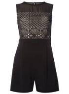 Dorothy Perkins Black And Nude Lace Trim Playsuit