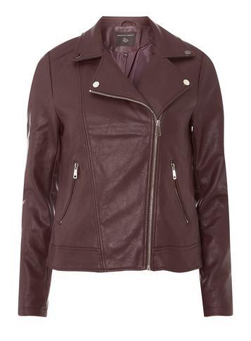 Dorothy Perkins Burgundy Faux-leather Biker Jacket
