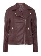 Dorothy Perkins Burgundy Faux-leather Biker Jacket